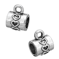 Zinc Alloy Bail Beads Column antique silver color plated with heart pattern & without troll nickel lead & cadmium free Approx 3mm 4.5mm Sold By Lot