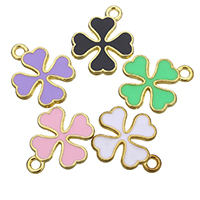 Zinc Alloy Clover Pendant Four Leaf Clover gold color plated enamel nickel lead & cadmium free Approx 2mm Sold By Lot