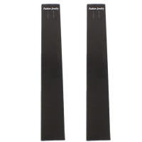 Papel Collar y pulsera Display Card, Rectángular, con el patrón de la letra, Negro, 29x210mm, 200PCs/Bolsa, Vendido por Bolsa