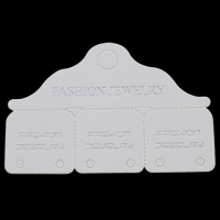 Paper Earring Stud Display Board, with letter pattern, white, 82x54x0.50mm, 200PCs/Bag, Sold By Bag