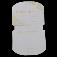 Paper Earring Stud Display Board, with letter pattern, white, 70x120mm, 200PCs/Bag, Sold By Bag