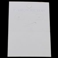 Paper Earring Stud Display Board, Rectangle, with letter pattern, white, 60x85mm, 200PCs/Bag, Sold By Bag