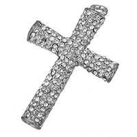Tibetan Style Cross Pendants, platinum color plated, with rhinestone, nickel, lead & cadmium free, 31.50x47x6.50mm, Hole:Approx 3x2mm, 10PCs/Lot, Sold By Lot