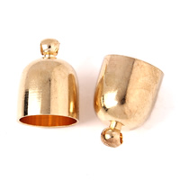 Messing End Cap, gold plated, lood en cadmium vrij, 10x14mm, Gat:Ca 1mm, 9mm, 1000pC's/Bag, Verkocht door Bag