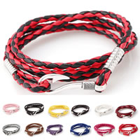 Unisex Bracelet PU Leather with Zinc Alloy Pirate Fishhook plated nickel lead & cadmium free 4mm Length Approx 31.4 Inch Sold By Lot