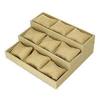 Watch Display, Linen, with Sponge & Wood, Trapezium, 270x245x92mm, 3PCs/Lot, Sold By Lot