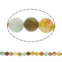 Natuurlijke Crackle Agaat parels, Ronde, gefacetteerde, gemengde kleuren, 10mm, Ca 38pC's/Strand, Per verkocht Ca 15.5 inch Strand