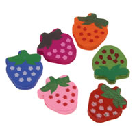 Wood Beads Strawberry printing mixed colors Approx 1mm Sold By Bag