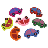 Wood Beads Car printing mixed colors Approx 1mm Sold By Bag