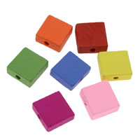Houten Parels, Hout, Plein, gemengde kleuren, 15x6mm, Gat:Ca 1mm, 500pC's/Bag, Verkocht door Bag
