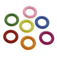 Hout Linking Ring, Donut, gemengde kleuren, 20x4mm, Gat:Ca 7mm, 500pC's/Bag, Verkocht door Bag