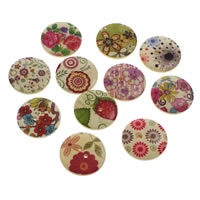Wood  Button Flat Round printing & mixed pattern Approx 1mm Sold By Bag