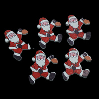 madeira fivela de dois furos, Papai Noel, impressão & Jóias de Natal, multi colorido, 40x50mm, Buraco:Aprox 1mm, 500PCs/Bag, vendido por Bag