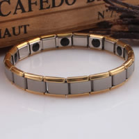 Stainless Steel Jewelry Bracelet plated enamel & two tone 9mm Sold Per Approx 7.4 Inch Strand