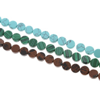 Gemstone smykker perler, Ædelsten, Flad Rund, forskellige materialer til valg, 11x5mm, Hole:Ca. 1mm, Ca. 40pc'er/Strand, Solgt Per Ca. 15.5 inch Strand