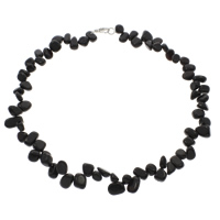 Black Agate Necklace, brass lobster clasp, natural, 8x4mm-15x12x6mm, Sold Per Approx 18 Inch Strand