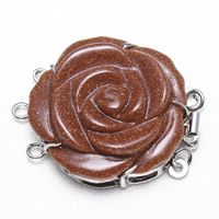 Brass Box Clasp with Goldstone Flower platinum color plated natural &  nickel lead & cadmium free Approx 2mm Sold By PC