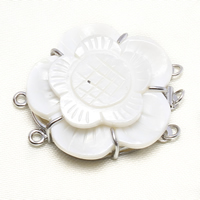 Shell Box Clasp Brass with White Shell Flower platinum color plated natural &  nickel lead & cadmium free Approx 2mm Sold By PC