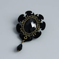 Felt Brooch with Crystal & Iron & Zinc Alloy Flower plated faceted nickel lead & cadmium free 70mm Sold By PC