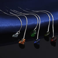 Iron Thread Through Earrings with Crystal stainless steel post pin Diamond Shape platinum color plated faceted lead & cadmium free 95mm Sold By Pair