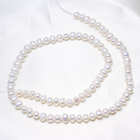 Brambor pěstované sladkovodní perle, Sladkovodní Pearl, přírodní, bílý, 5-6mm, Otvor:Cca 0.8mm, Prodáno za Cca 15.5 inch Strand