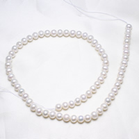 Bulvių išauginti gėlavandenių perlų karoliukai, Gėlo vandens perlų, Bulvė, natūralus, baltas, 6-7mm, Skylė:Apytiksliai 0.8mm, Parduota už Apytiksliai 15.5 Inch Strand