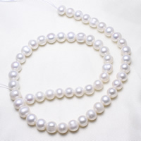 Bulvių išauginti gėlavandenių perlų karoliukai, Gėlo vandens perlų, Bulvė, natūralus, baltas, 8-9mm, Skylė:Apytiksliai 0.8mm, Parduota už Apytiksliai 15.5 Inch Strand