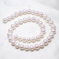 Bulvių išauginti gėlavandenių perlų karoliukai, Gėlo vandens perlų, Bulvė, natūralus, baltas, 9-10mm, Skylė:Apytiksliai 0.8mm, Parduota už Apytiksliai 15.5 Inch Strand