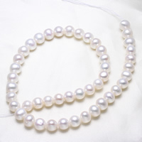 Bulvių išauginti gėlavandenių perlų karoliukai, Gėlo vandens perlų, Bulvė, natūralus, baltas, 9-10mm, Skylė:Apytiksliai 0.8mm, Parduota už Apytiksliai 15.5 Inch Strand