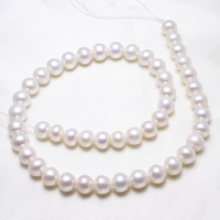 Brambor pěstované sladkovodní perle, Sladkovodní Pearl, přírodní, bílý, 9-10mm, Otvor:Cca 0.8mm, Prodáno za Cca 15.5 inch Strand