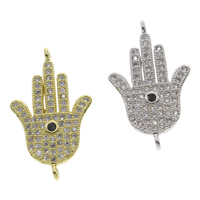 Brass Connector Hamsa plated Islamic jewelry & micro pave cubic zirconia & 1/1 loop nickel lead & cadmium free Approx 1mm Sold By Bag