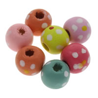 Wood Beads Round printing mixed colors 10mm Approx 1mm Approx Sold By Bag