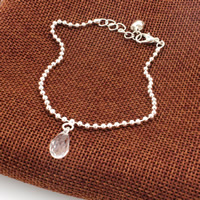 Brass Anklet with Crystal with 5cm extender chain Teardrop platinum color plated faceted nickel lead & cadmium free 215mm Length Approx 8 Inch Sold By Bag