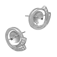 925 Sterling Silver Earring Post, micro pave cubic zirconia, 16x14x14mm, 1mm, 0.9mm, 5Pairs/Lot, Sold By Lot