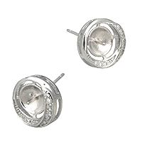 925 Sterling Silver Earring Post, micro pave cubic zirconia, 11x11x14.5mm, 1mm, 0.9mm, 5Pairs/Lot, Sold By Lot
