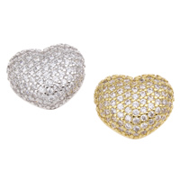 Cubic Zirconia Micro Pave Brass Beads Heart plated micro pave cubic zirconia nickel lead & cadmium free Approx 1mm Sold By Bag