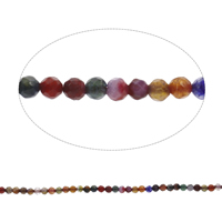 Natuurlijke Crackle Agaat parels, Ronde, gefacetteerde, gemengde kleuren, 4mm, Gat:Ca 0.5mm, Lengte Ca 14.5 inch, 10strengen/Bag, Ca 92pC's/Strand, Verkocht door Bag