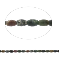 Natürliche Moos Achat Perlen, oval, facettierte, 8x12mm, Bohrung:ca. 1mm, Länge ca. 14.5 ZollInch, 5SträngeStrang/Tasche, ca. 32PCs/Strang, verkauft von Tasche