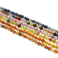 Natuurlijke Crackle Agaat parels, Ronde, gefacetteerde, meer kleuren voor de keuze, 6mm, Gat:Ca 1mm, Lengte Ca 14.5 inch, 10strengen/Bag, Ca 62pC's/Strand, Verkocht door Bag