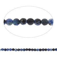 Feuerachat Perle, rund, facettierte, blau, 6mm, Bohrung:ca. 1mm, Länge ca. 14.5 ZollInch, 10SträngeStrang/Tasche, ca. 62PCs/Strang, verkauft von Tasche