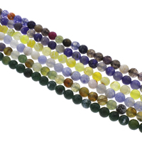 Natuurlijke Crackle Agaat parels, Ronde, gefacetteerde, meer kleuren voor de keuze, 8mm, Gat:Ca 1mm, Lengte Ca 14.5 inch, 10strengen/Bag, Ca 47pC's/Strand, Verkocht door Bag