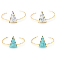 Zinc Alloy Cuff Bangle with Turquoise Triangle gold color plated lead & cadmium free Inner Approx 60.5mm Length Approx 7 Inch Sold By Bag