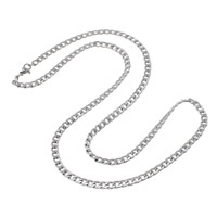 Halskette, Edelstahl, Twist oval & für den Menschen, originale Farbe, 4x6x1mm, Länge ca. 23 ZollInch, 50SträngeStrang/Menge, verkauft von Menge