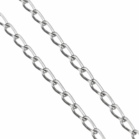 Rustfrit stål Oval Chain, Stainless Steel, twist oval kæde, oprindelige farve, 4x3x0.10mm, 100m/Lot, Solgt af Lot