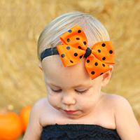 Grosgrain Ribbon Headband with nylon elastic cord Bowknot elastic & for children & Halloween Jewelry Gift & with round spot pattern Sold Per Approx 15 Inch Strand