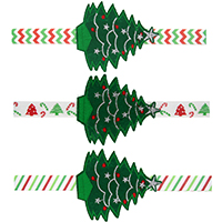 Materiał nietkany opaska, ze elastyczny przewód nylonowy, świąteczne drzewko, elastyczne & dla dzieci & Biżuteria Boże Narodzenie & różne wzory do wyboru, 65x80mm, sprzedawane na około 15 cal Strand