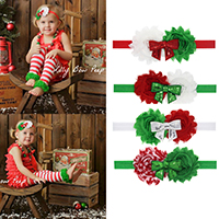 Szyfon opaska, ze elastyczny przewód nylonowy & Cekinów z tworzyw sztucznych, Kwiat, elastyczne & dla dzieci & Biżuteria Boże Narodzenie, dostępnych więcej kolorów, 115x65mm, sprzedawane na około 15 cal Strand
