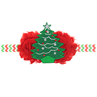 Szyfon opaska, ze elastyczny przewód nylonowy & Materiał nietkany, świąteczne drzewko, elastyczne & dla dzieci & Biżuteria Boże Narodzenie, 115x80mm, sprzedawane na około 15 cal Strand