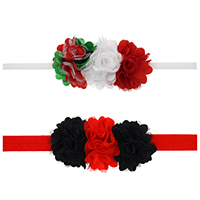 Szyfon opaska, ze elastyczny przewód nylonowy & Koronka, Kwiat, elastyczne & dla dzieci & Biżuteria Boże Narodzenie, dostępnych więcej kolorów, 100x45mm, sprzedawane na około 15 cal Strand