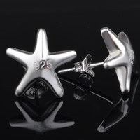 Brass Stud Earring Starfish real silver plated lead & cadmium free Sold By Pair